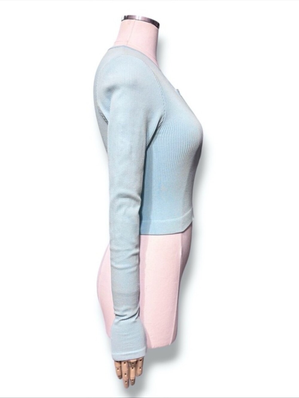 OUT FROM UNDER x URBAN OUTFITTERS Blue Claudia Seamless Henley Top Size Small - Picture 3 of 7